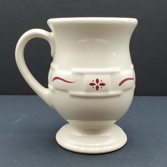 Longaberger Pottery Woven Traditions Red Footed Pedestal Latte Mug - Picture 1 of 7